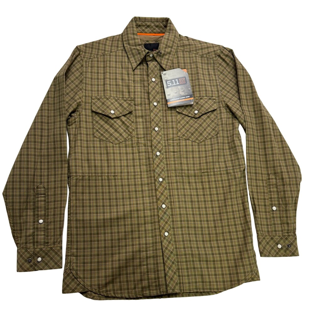 5.11 Tactical Mens Long Sleeve Flannel Shirt 72404 Underbrush Plaid Small NWT